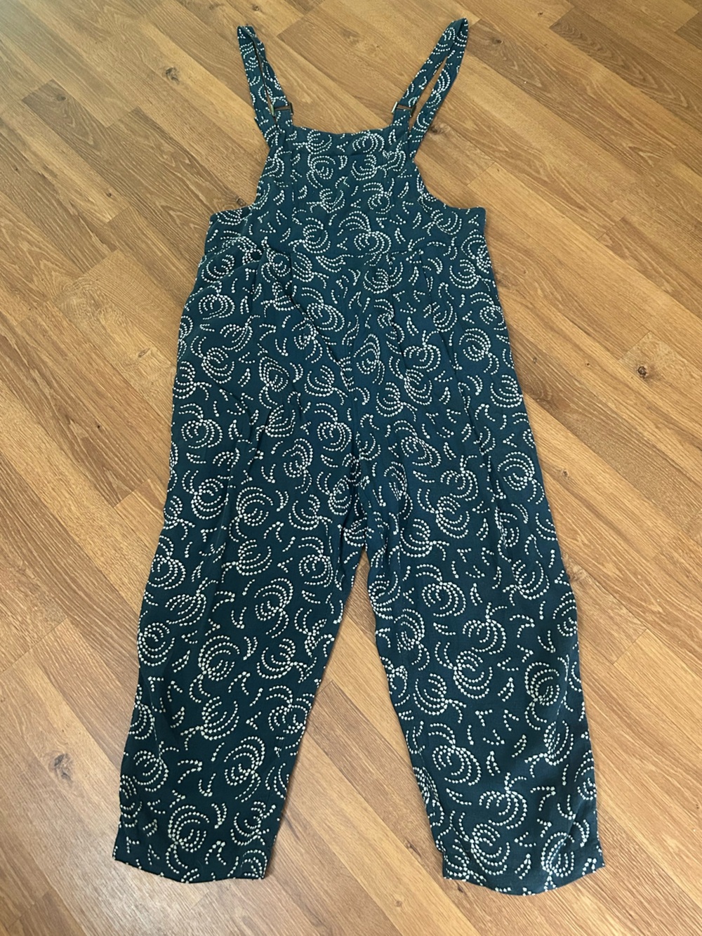 Maeve Teal Jogger Overalls with White Swirl  Print
